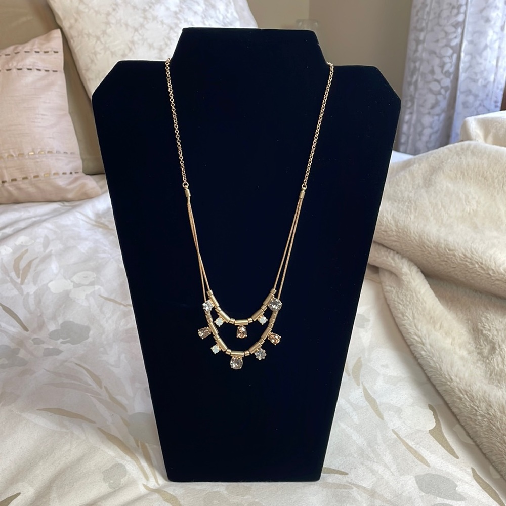 LOFT rhinestone double strand necklace.  20”